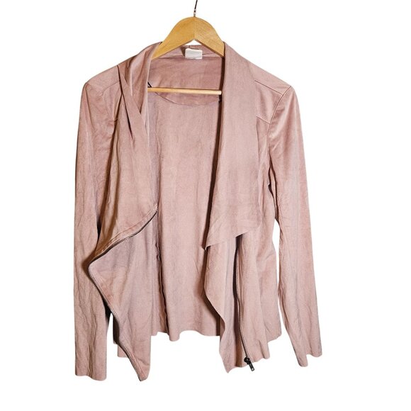 Mote Women's Asymmetrical Zip Jacket Pink L Minimalist Clean Girl Fall Layer - Picture 3 of 8